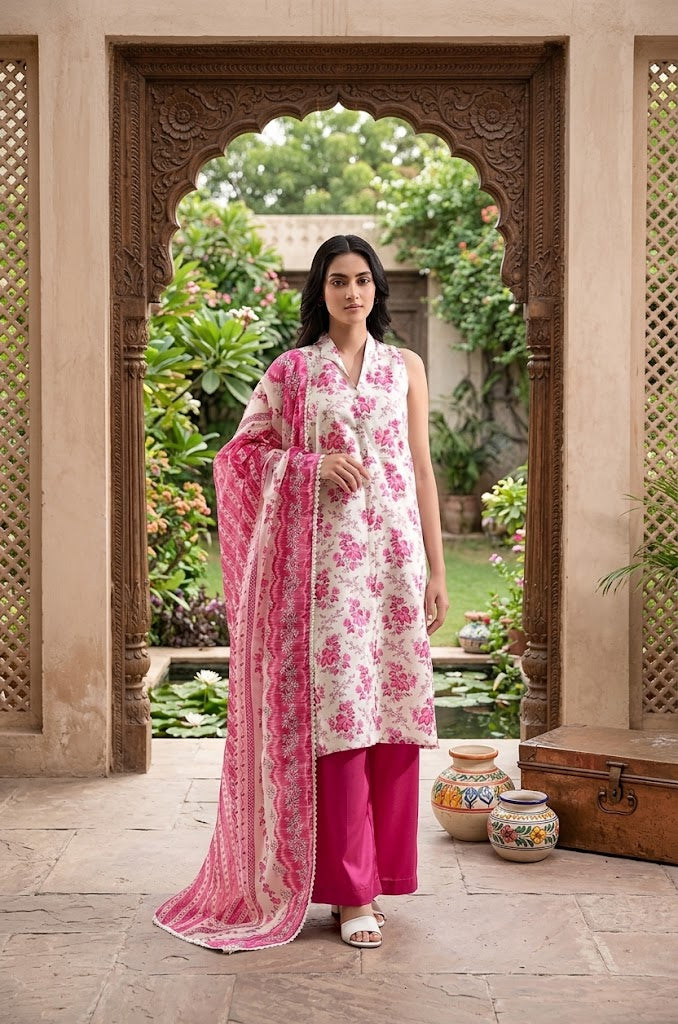 Saya Premium 3-Piece Printed Khaddar Suit – Unstitched winter Collection