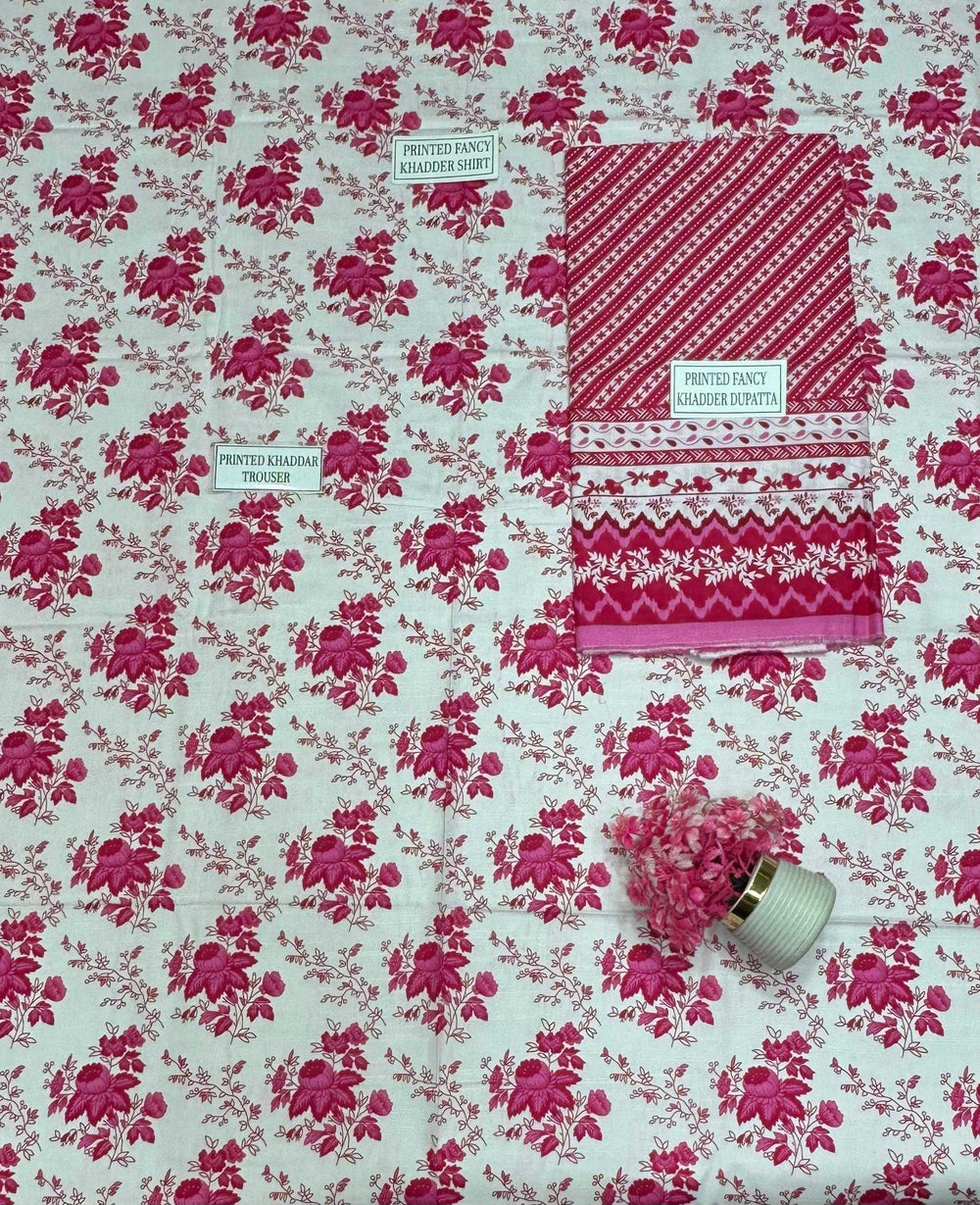Saya Premium 3-Piece Printed Khaddar Suit – Unstitched winter Collection