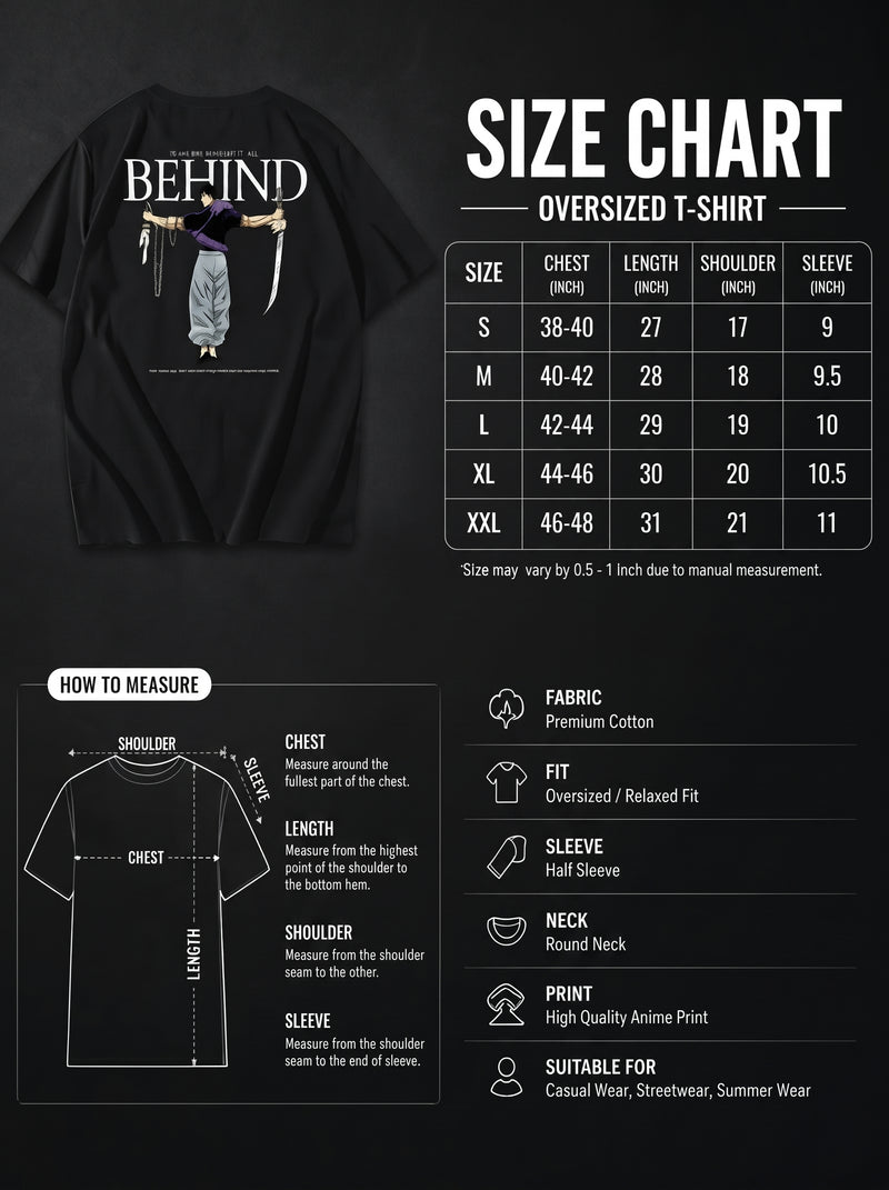Men's Premium Cotton Anime Back Print T-Shirt – Oversized Casual